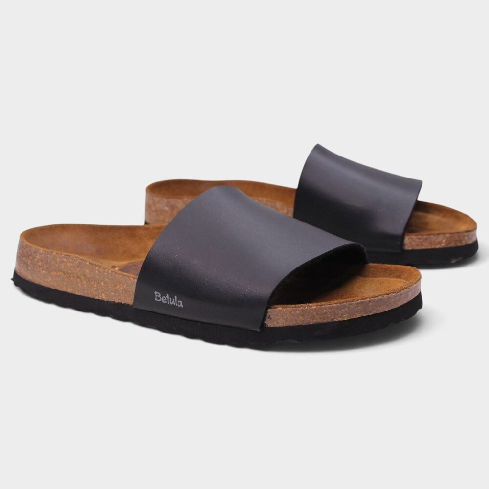 Betula Birkenstock Reggae Womens 8 EU 39 Black Soft Footbed Slide Sandals